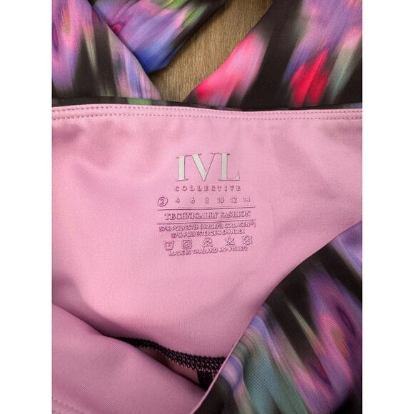 NWOT Ivy Collective Bright Multicolor Floral Leggigs Sz 2 - Picture 3 of 3